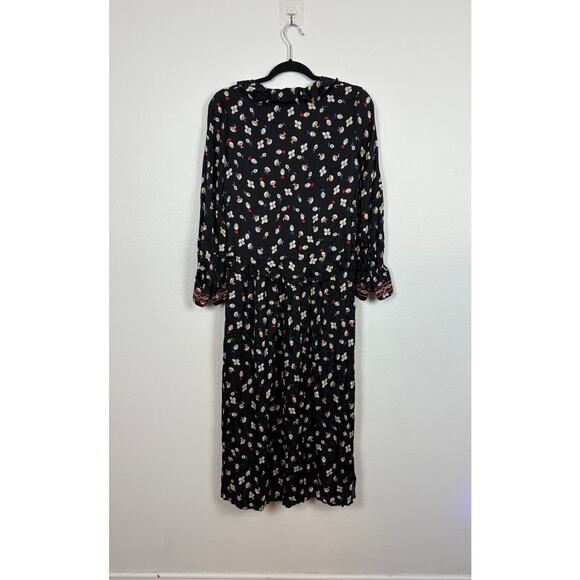 Zadig & Voltaire Reacty Floral Print Long Sleeve Ruffle Embroidered Dress XS - Picture 4 of 9
